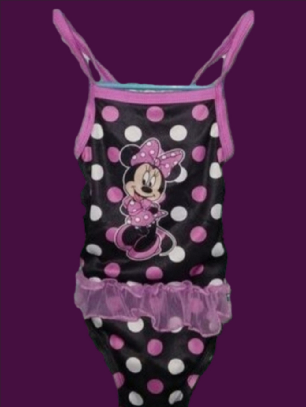 Disney Minnie Mouse Polka Dot One Piece - size 12-18 months Black and Pink